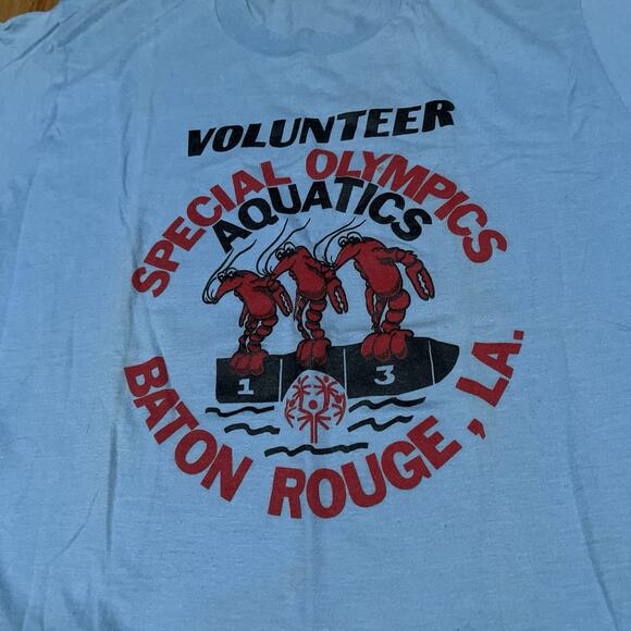 Vintage Screen Stars Special Olympics Aquatics Volunteer Single Stitch T-Shirt - Picture 2 of 9